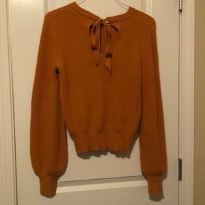 Golden yellow sweater ties in back size CSU